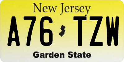 NJ license plate A76TZW