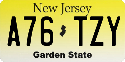 NJ license plate A76TZY