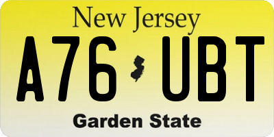 NJ license plate A76UBT