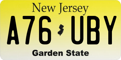 NJ license plate A76UBY