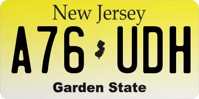 NJ license plate A76UDH