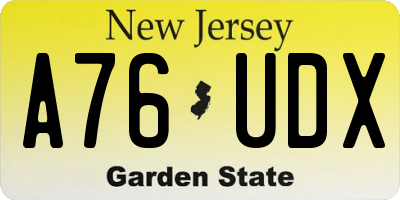 NJ license plate A76UDX