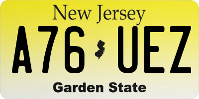 NJ license plate A76UEZ