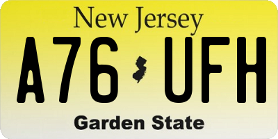 NJ license plate A76UFH