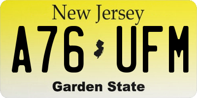 NJ license plate A76UFM