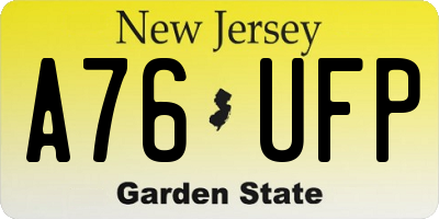 NJ license plate A76UFP