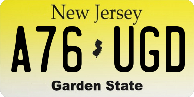 NJ license plate A76UGD