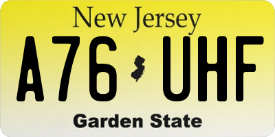NJ license plate A76UHF