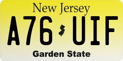 NJ license plate A76UIF