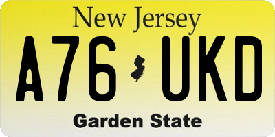 NJ license plate A76UKD
