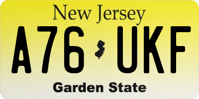 NJ license plate A76UKF
