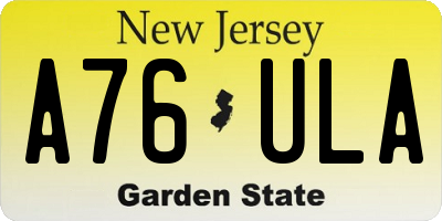 NJ license plate A76ULA