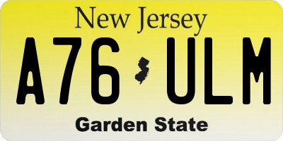 NJ license plate A76ULM