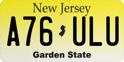 NJ license plate A76ULU