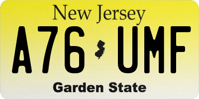 NJ license plate A76UMF