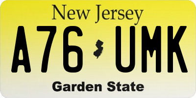NJ license plate A76UMK