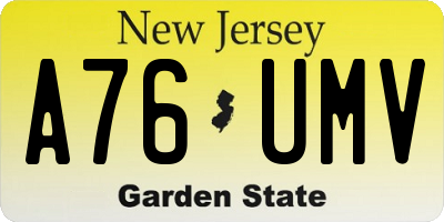NJ license plate A76UMV