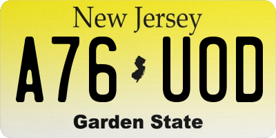 NJ license plate A76UOD