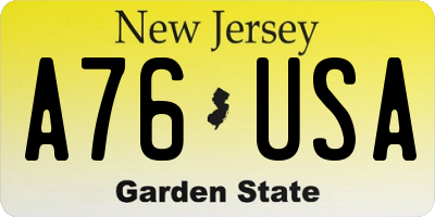 NJ license plate A76USA