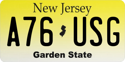 NJ license plate A76USG