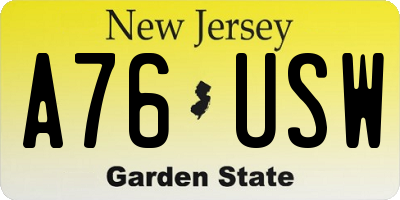 NJ license plate A76USW