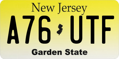 NJ license plate A76UTF