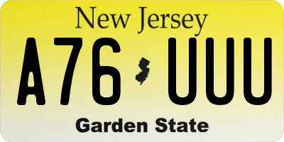 NJ license plate A76UUU