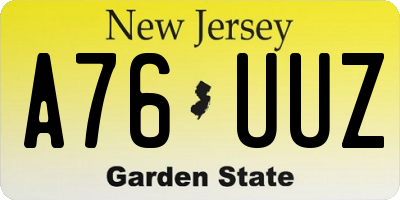 NJ license plate A76UUZ