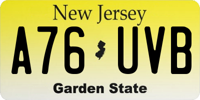 NJ license plate A76UVB