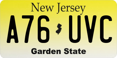 NJ license plate A76UVC