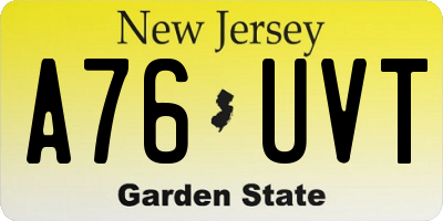NJ license plate A76UVT