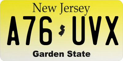 NJ license plate A76UVX