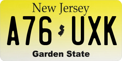 NJ license plate A76UXK