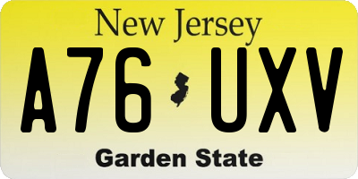 NJ license plate A76UXV