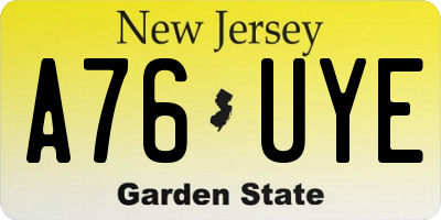 NJ license plate A76UYE