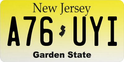 NJ license plate A76UYI