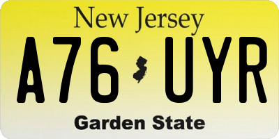 NJ license plate A76UYR