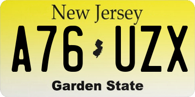 NJ license plate A76UZX