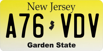 NJ license plate A76VDV