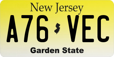 NJ license plate A76VEC