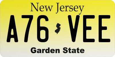 NJ license plate A76VEE