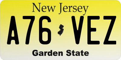 NJ license plate A76VEZ