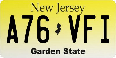 NJ license plate A76VFI