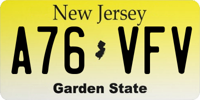 NJ license plate A76VFV