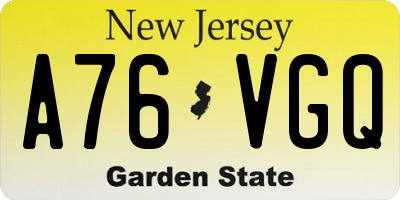 NJ license plate A76VGQ