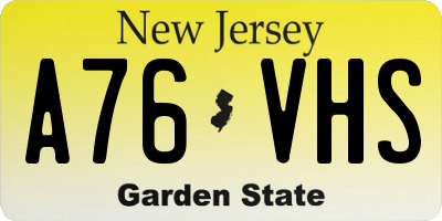 NJ license plate A76VHS