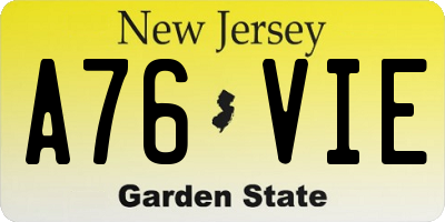 NJ license plate A76VIE