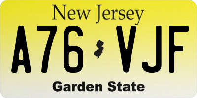 NJ license plate A76VJF