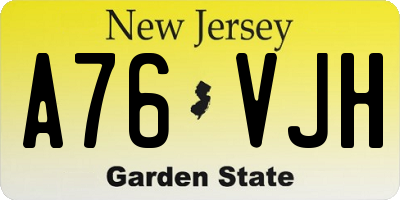 NJ license plate A76VJH