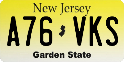 NJ license plate A76VKS